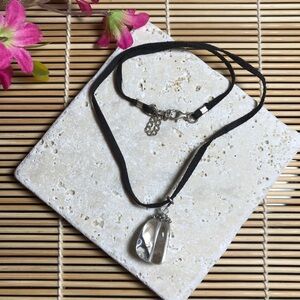 Black velvet chocker w/ clear crystal pendant